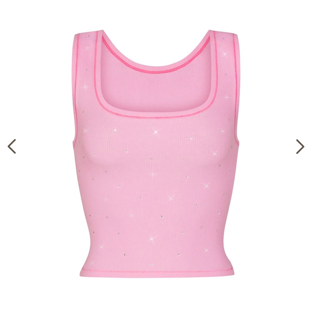 SKIMS x Swarovski Cotton Rib Tank in Bubble Gum